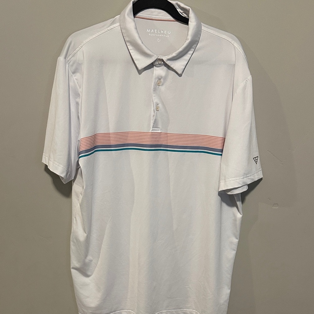 Maelko Men's Polo Shirt with Pink and Blue Stripes